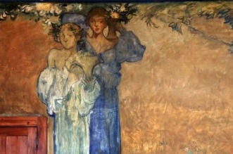 4 Affresco - Casa Cuseni. Museum of Fine Art and historic BB. Frank Brangwyn frescoes. dining room.